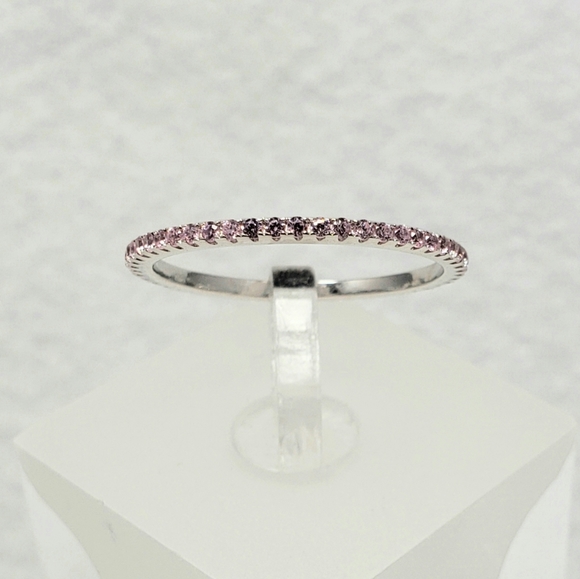 Sterling Pink Eternity Pave Band